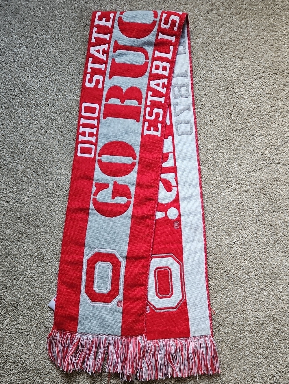 Ohio State University OSU Buckeyes Knit Game Day Scarf – Red & Gray